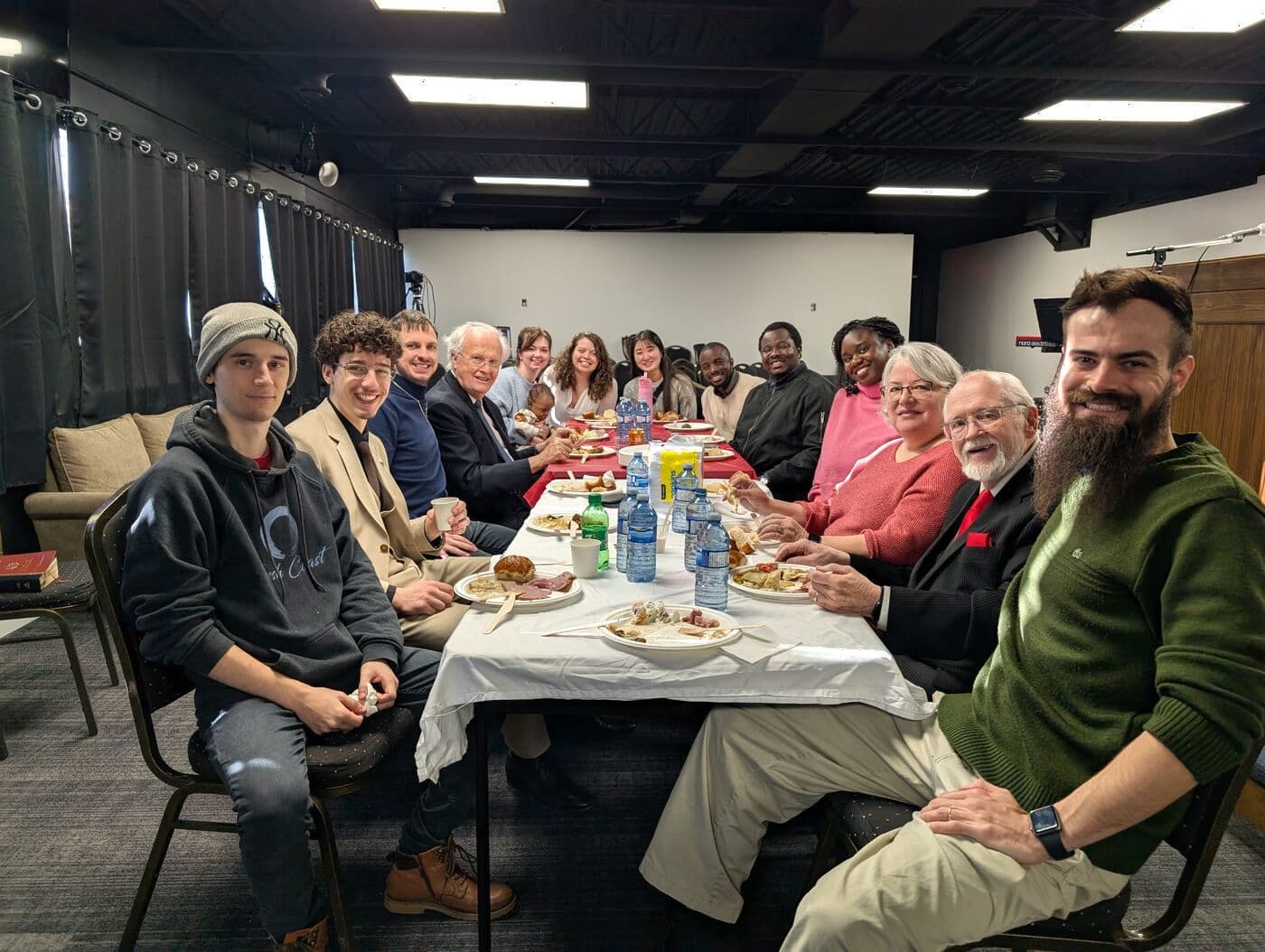 The church family at a long table